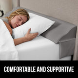 GORILLA GRIP Patent Pending Bed Wedge Pillow Headboard Gap Filler, Comfortable and Supportive High Density Foam Angled Pillows, Stay in Place Gripping Dots, Wedges Between Mattress, Full Size Gray