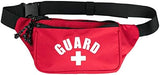 Lifeguard 6 Piece Accessories Kit - Fanny Pack First Aid Pouch w/Adjustable Waist Hip Strap, Red Sun Visor w/Adjustable Strap, Whistle & Lanyard, Red Sunglasses, Rescue Tube Float Keychain