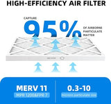 (6 Pack) 20x25x1 Furnace Air Filters, MPR 1200 & FPR 7, MERV 11 Pleated Air Filter (Actual Size: 19 3/4"x 24 3/4" x 3/4")