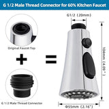 Hygie Rinse Universal Kitchen Faucet Head Replacement with 15 Adapter Kit Compatible with Kohler/Moen/Delta Faucet, 3 Function Pull Down Sink Faucet Spray Head, Chrome