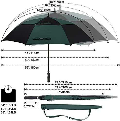 G4Free 47/54/62/68 Inch Automatic Open Golf Umbrella Oversize Extra Large Double Canopy Vented Windproof Waterproof Stick Umbrellas