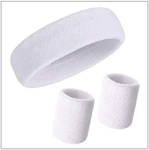 Bememo 6 Pcs Neon Sports Sweatbands Set Paris Sports Competitions Sweatbands 2 Headband 4 Wristbands Breathable Terry Cloth Athletic Bands for Basketball Tennis Costumes Cosplay