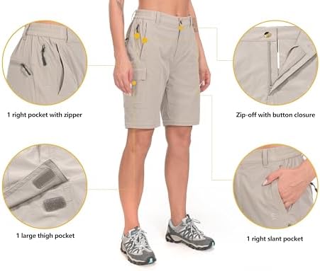Little Donkey Andy Women's Stretch Convertible Pants, Zip Off Quick Dry Hiking Pants