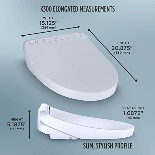 TOTO SW3036R#01 WASHLET K300 Electronic Bidet Toilet Seat, Cotton White