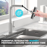 Brushed Nickel Single Hole Kitchen Faucets with Pull Down Sprayer, Single Handle, High Flow Water, Pull Out Tap, Stainless Steel Sink Faucet, Suitable for Farmhouse Camper Laundry Rv Bar