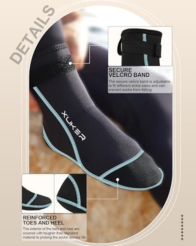 XUKER Neoprene Water Socks 3mm, Sand Proof Beach Volleyball Socks Water Shoes Diving Boots for Outdoor Water Sports