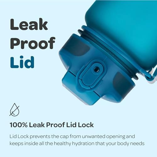 Hydracy Water Bottle with Time Marker -Large BPA Free Water Bottle & No Sweat Sleeve -Leak Proof Gym Bottle with Fruit Infuser Strainer & Times to Drink -Ideal for Fitness Sports & Outdoors