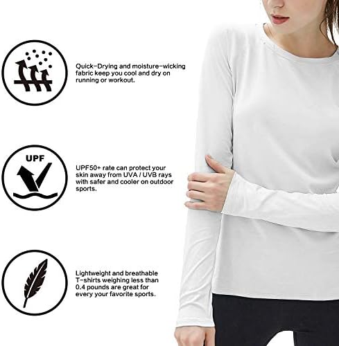 isnowood Women's Sun Protection Long Sleeve Shirts, UPF 50+ UV Rash Guard Swim Shirt, Workout Hiking Running Athletic Tops