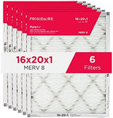 Frigidaire PureAir® 20x25x1 MERV 8 Allergen Electrostatic Pleated Air Conditioner HVAC AC Furnace Filters - 6 Pack (exact dimensions 15.81 X 19.81 X 0.81)