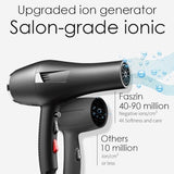 Faszin Ionic Salon Hair Dryer, Professional Blow Dryer AC Motor Fast Drying with 2 Speed, 3 Heat Setting, Cool Button, with Diffuser, Nozzle, Concentrator Comb for Curly & Straight Hair-Black
