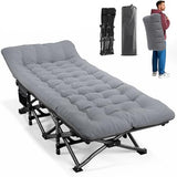 ATORPOK Camping Cot for Adults with Cushion Comfortable,Portable Folding Bed for Sleeping Supports 450 lbs (Gray)