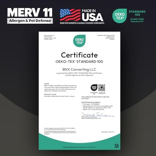 BNX TruFilter 14x24x1 Air Filter MERV 11 (6-Pack) - MADE IN USA - Allergen Defense Electrostatic Pleated Air Conditioner HVAC AC Furnace Filters for Allergies, Dust, Pet, Smoke, Allergy MPR 1200 FPR 7