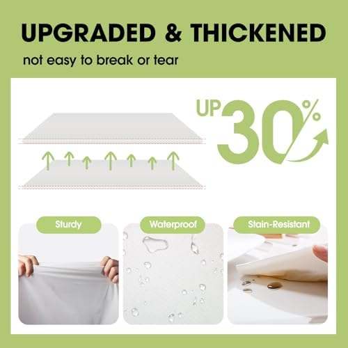 Pureegg Plastic Table Cloth Disposable 10 Pack, 54 x 132 Inch Table Cloths, Party, Picnic, Wedding, Decorative Tablecloths, Rectangle, White Plastic Cover, Leakproof & Sturdy, White