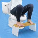 Squatty Potty Stockholm Folding Bamboo Toilet Stool 7" Collapsible, Brown and White, 1 Count