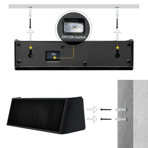 Mrzxy Solar Lights Outdoor Waterproof 3000K Warm Aluminum Up and Down Wall Sconce Dusk to Dawn 2PACK for Outside, Fence, Yard, Christmas Decorative Lighting