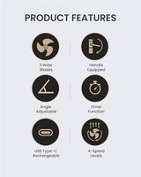 Claymore Portable Fan V600+ (Black) - Portable Fan with Airflow for Outdoors Use & Indoor Living Room, Desk, Table Fan. Super Quiet, USB-C Charging, Long-Lasting Battery, Includes Storage Case.