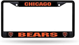 Rico Industries NFL Football Primary Black Chrome Frame with Plastic Inserts 12" x 6" Car/Truck Auto Accessory