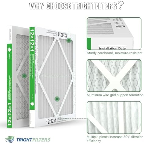 12x12x1 Air Filter 4 Pack, MERV 8 Pleated Dust Defense Air Filters Replacement Air Conditioner HVAC AC Furnace Filter, Durable and Lightweight