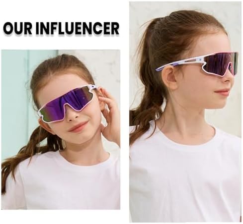 DUCO Kids Sunglasses Youth Baseball Sun Glasses Lightweight TR90 Frame UV400 Sports Cycling Shades for Boys Girls DK268