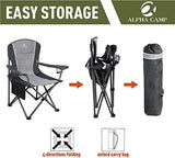 ALPHA CAMP Oversized Camping Folding Chair - Heavy Duty Steel Frame Support 350 LBS, Collapsible Padded Arm With Cup Holder, Quad Lumbar Back, Portable for Outdoor/Indoor