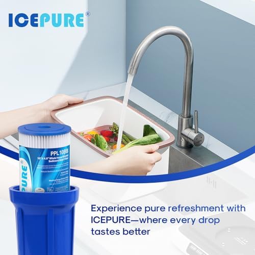 ICEPURE 20 Micron 10" x 4.5" Whole House Sediment Pleated Water Filter Replacement for GE FXHSC, Culligan R50-BBSA, Pentek R50-BB, DuPont WFHDC3001, W50PEHD, GXWH40L, GXWH35F for Well Water, 3PACK