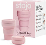 STOJO Collapsible Travel Cup - Reusable To-Go Pocket Size Silicone Bottle for Hot and Cold Drinks - Perfect for Camping - Microwave & Dishwasher Safe (Carnation, 12 Ounce (Pack of 1) - No Straw)