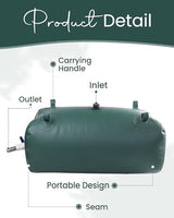 FoundGo Water Storage Bladder Emergency Water Storage Tank, Large Capacity Water Containers, Portable Vinyl Water Storage Barrel for Outdoor/Survival/RV/Garden