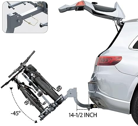 WILDROAD Hitch Bike Rack, Wobble Free Smart Tilting Bike Rack, Foldable 2-Bike Rack for Standard, Fat Tire and E-Bike, 2-Bike 180 lbs Capacity, Fits 2-inch Receiver