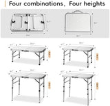 Small Camping Table 2Ft Folding Table 3 Adjustable Height Portable Lightweight Table Aluminum Fold Up Dining Table for Picnic,Beach BBQ,Cooking, Bed Working Outdoor & Indoor