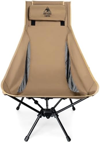 OneTigris Tigerblade High Back Camping Chair with Pillow Design, Comfortable Widened Seat Folding Chair