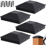 Goovilla 6x6 Post Caps Black(Actual 5.5" x 5.5"), 4 Pack Fence Post Caps with 8 Screws and Easy Installation, Sturdy Waterproof Plastic Deck Post Caps with Frosted Finishing Touch, Protect Wood Post