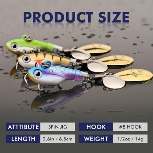 TRUSCEND Swimming or Jigging Fishing Spinners with Two-Way Spinning Spoons System, Rooster Tail Fishing Lures with Flash Copper Body & Blade, Freshwater and Saltwater Blade Bait for Bass Walleye Trout