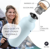 Bambaw Metal Water Bottle 750 ml, Light Blue Sports Bottle, Non-Insulated Water Bottle, Stainless Steel Bottle 750 ml, Stainless Steel Bottle – Nordic Blue