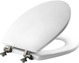 MAYFAIR 844BN 000 Toilet Seat with Brushed Nickel Hinges will Never Come Loose, ROUND , White, 1 Pack - ROUND