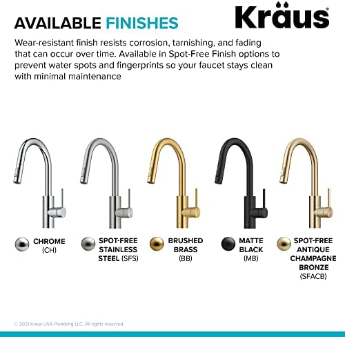 KRAUS Oletto Single Handle Pull Down Kitchen Faucet with QuickDock Top Mount Installation Assembly in Spot-Free Brushed Brass, KPF-2620BB
