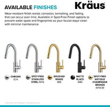 KRAUS Oletto Single Handle Pull Down Kitchen Faucet with QuickDock Top Mount Installation Assembly in Spot-Free Brushed Brass, KPF-2620BB