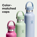 Hydro Flask Stainless Steel Standard Mouth Water Bottle with Flex Cap and Double-Wall Vacuum Insulation