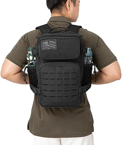 QT&QY 25L/35L/45L Military Tactical Backpack For Men Molle Daypack 3 Day Bug Out Bag Hiking Rucksack With Bottle Holder