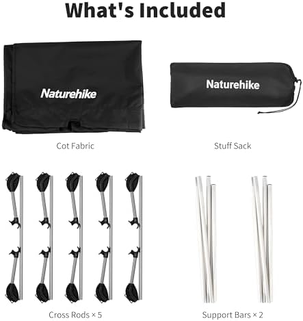 Naturehike GreenWild Camping Cot, Ultralight Folding Backpacking Cot, 60-Second Easy Set-Up, Supports 330lbs, Portable Camping Bed for Adults for Camping Hiking Travel Home