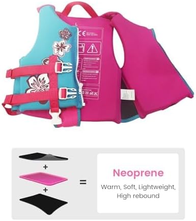 Zeraty Toddler Swim Vest Neoprene Kids Float Jacket Swimming Aid for Children Girls and Boys 20-30-40-50-60-70-80Lbs with Dual Adjustable Safety Straps