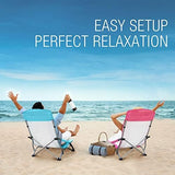 HAUSHOF High Back Beach Chair, Mesh Back Folding Chair, Lightweight Low Seat Camping Chairs with Cup Holder, Carry Bag, Padded Armrest for Outdoor Beach Lawn Camping Picnic Festival