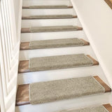 PURE ERA Bullnose Carpet Stair Treads Set Tape Free Non-Slip Indoor Stair Protectors Pet Friendly Rugs Covers Soft Skid Resistant Washable Reusable 9.5" x 30"(14 Pieces,Cream Gray)