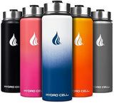 HYDRO CELL Stainless Steel Insulated Water Bottle with Straw - For Cold & Hot Drinks - Metal Vacuum Flask with Screw Cap and Modern Leakproof Sport Thermos for Adults (Navy/White 24oz)