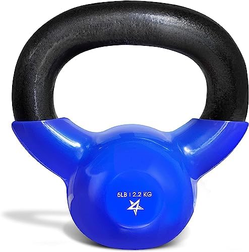 Yes4All 5-65lbs Kettlebells Vinyl Coated Cast Iron for Dumbbell Weights Exercises, Gym, Fitness, Full Body Workout Equipment Push up, Grip and Strength Training