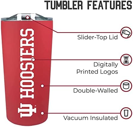 Campus Colors NCAA Stainless Steel Tumbler perfect for Gameday - 18 oz - Double Walled - Keeps Drinks Perfectly Insulated (Indiana Hoosiers - Crimson)