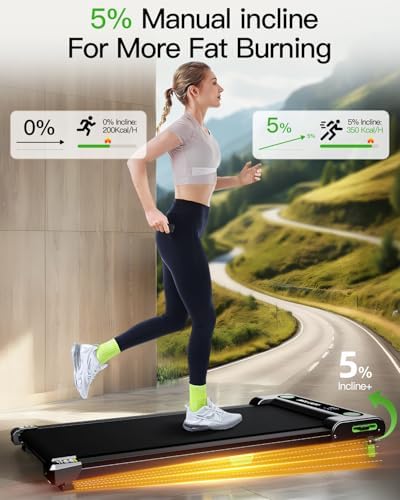 Walking Pad with Incline, Incline Treadmills for Home, 2.5 HP Under Desk Treadmill Small with Remote Control, Walking Pad Small Treadmill with LED Display