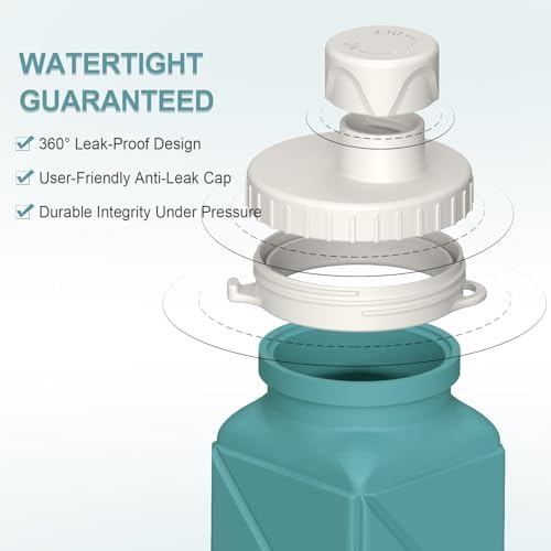 Collapsible Water Bottles 20.6oz, Silicone Foldable Portable Travel Water Bottle, Folding Lightweight Reusable Leakproof for Traveling Camping Hiking Cycling Yoga Sports Outdoor