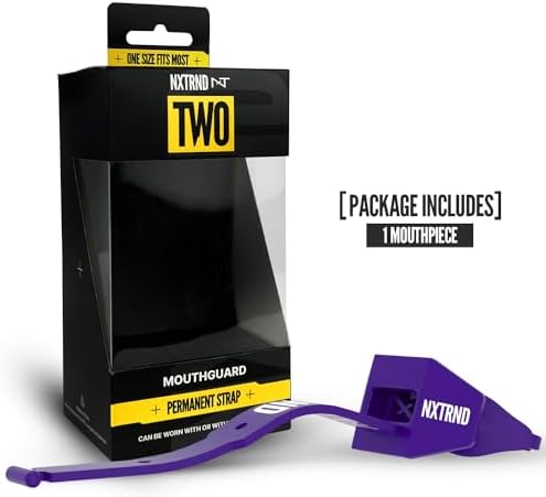 Nxtrnd Two Football Mouth Guard, Football Mouthpiece with Strap, Fits Adult & Youth (Purple)