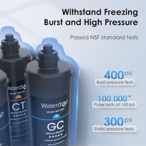 Waterdrop TSA 8 Layer Under Sink Water Filter System, Under Sink Water Filtration System, Reduces PFAS, PFOA/PFOS, Fluoride, Chlorine, Bad Taste & Odor, NSF/ANSI 42 Certified Element, USA Tech