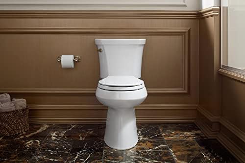 KOHLER K-4636-96 Cachet Quiet Close Elongated Toilet Seat, Slow Close Lid and Seat, Grip-Tight Bumpers and Installation Hardware, Biscuit